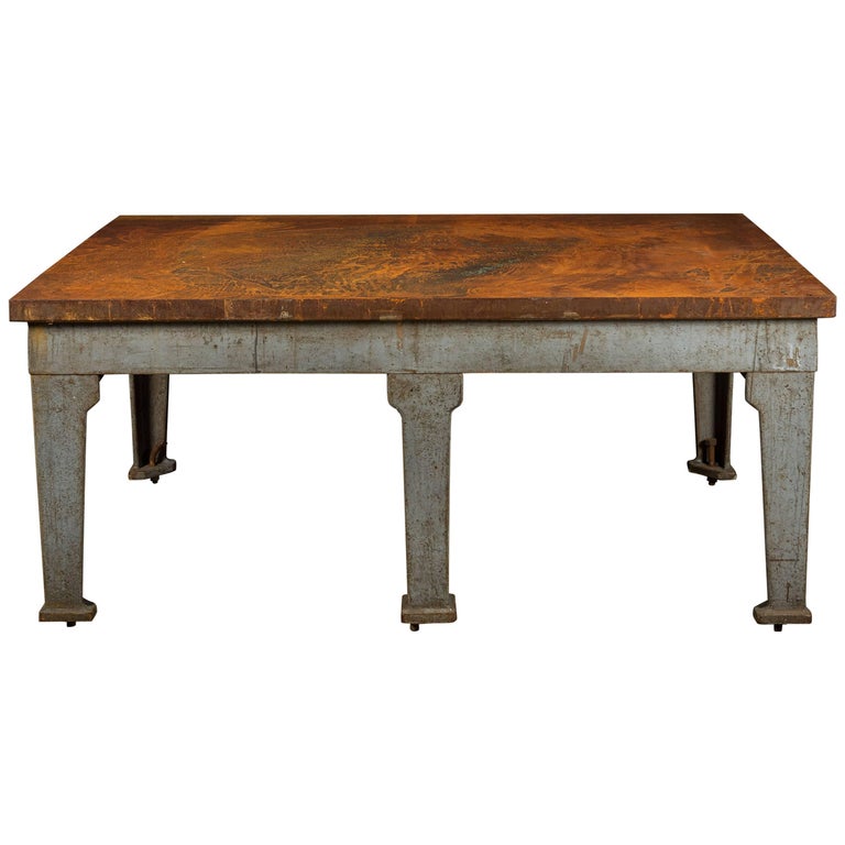 Drafting Table with Cast Iron Base, Vintage Industrial and Original at