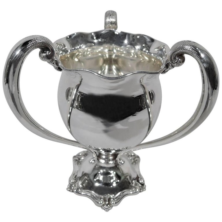Antique American Sterling Silver Loving Cup with Ruffled Rim For Sale at 1stDibs