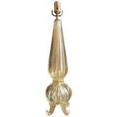 Seguso Murano Glass Gold Footed Lamp