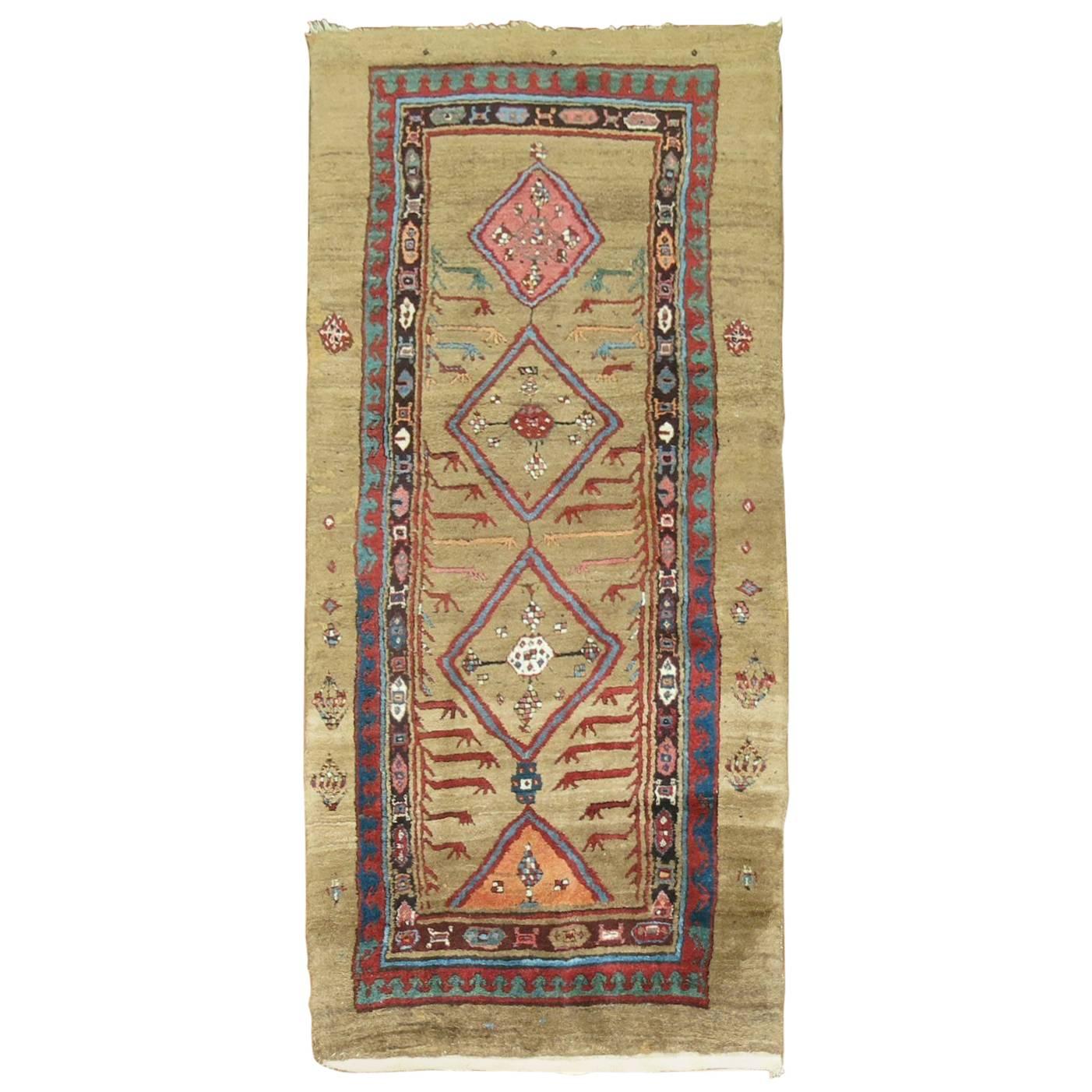 Zabihi Collection Antique Persian Camel Hair Runner For Sale