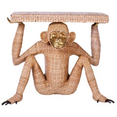 Mario Torres Brass Face Monkey Console, Pair Available.