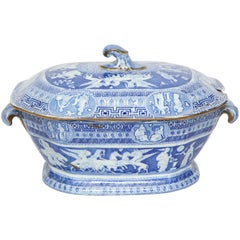 19th Century English, Neoclassical Tureen with Lid in the Greek Patter, Repairs