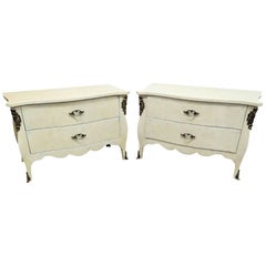 Pair of Enrique Garcia Faux Bone Veneered Nightstands Dressers Chests Commodes