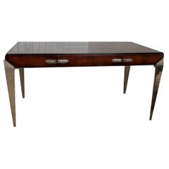1930s Art Deco Metal and Leather Console Table or Desk