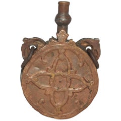 19th Century Turkish Bronze Vessel/Flask with Ornate Detailing