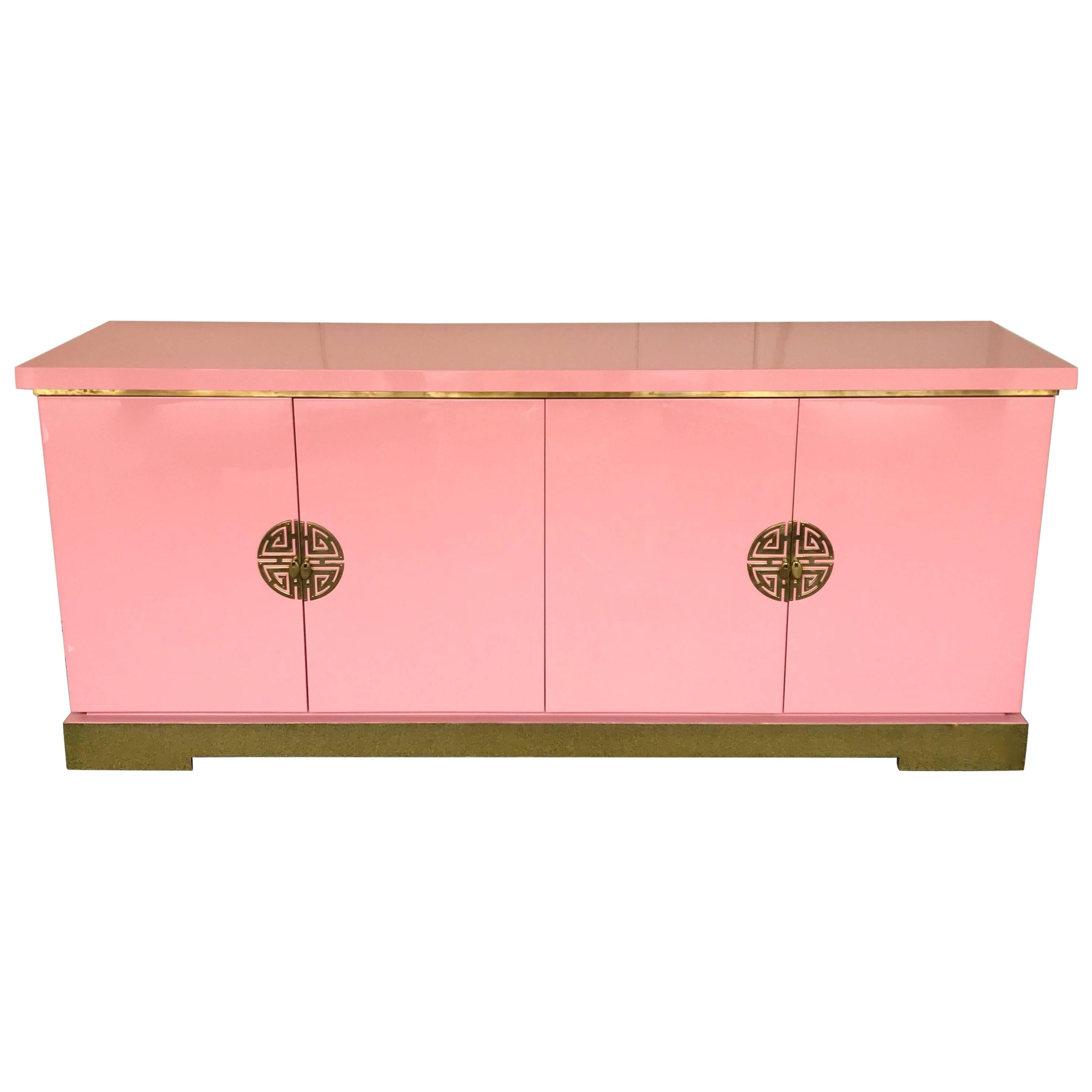 Sideboard Lacquered and Brass Japanese Style by Maison Jansen, France, 1970s