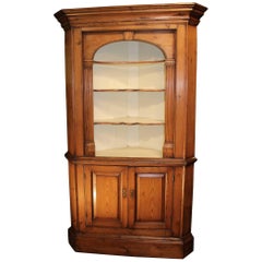 19th Century William IV Pine Corner Cabinet with Painted Interior