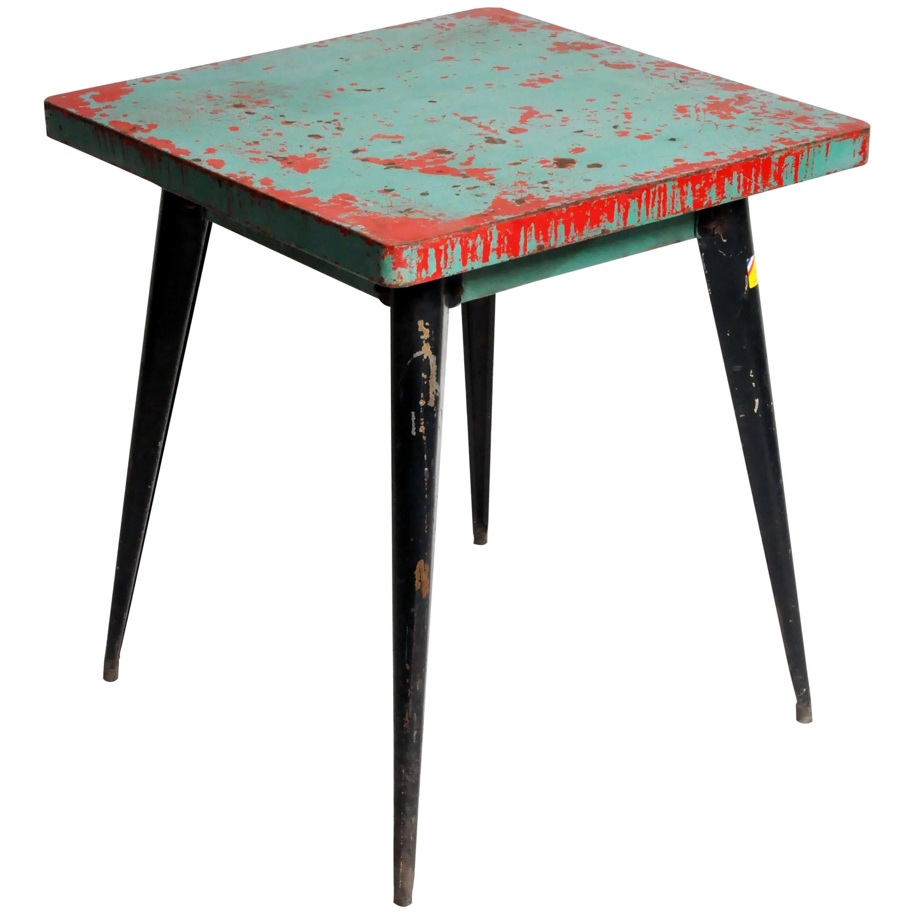 Mid-Century Modern Green Metal Outdoor Cafe Table by Tolix