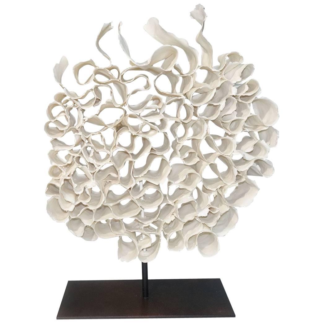 White Porcelain Ribbon Sculpture, France, Contemporary