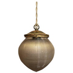 Industrial Prismatic Holophane Glass Acorn Pendant Light