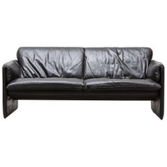 Vintage Leolux Bora Bora Black Leather Sofa