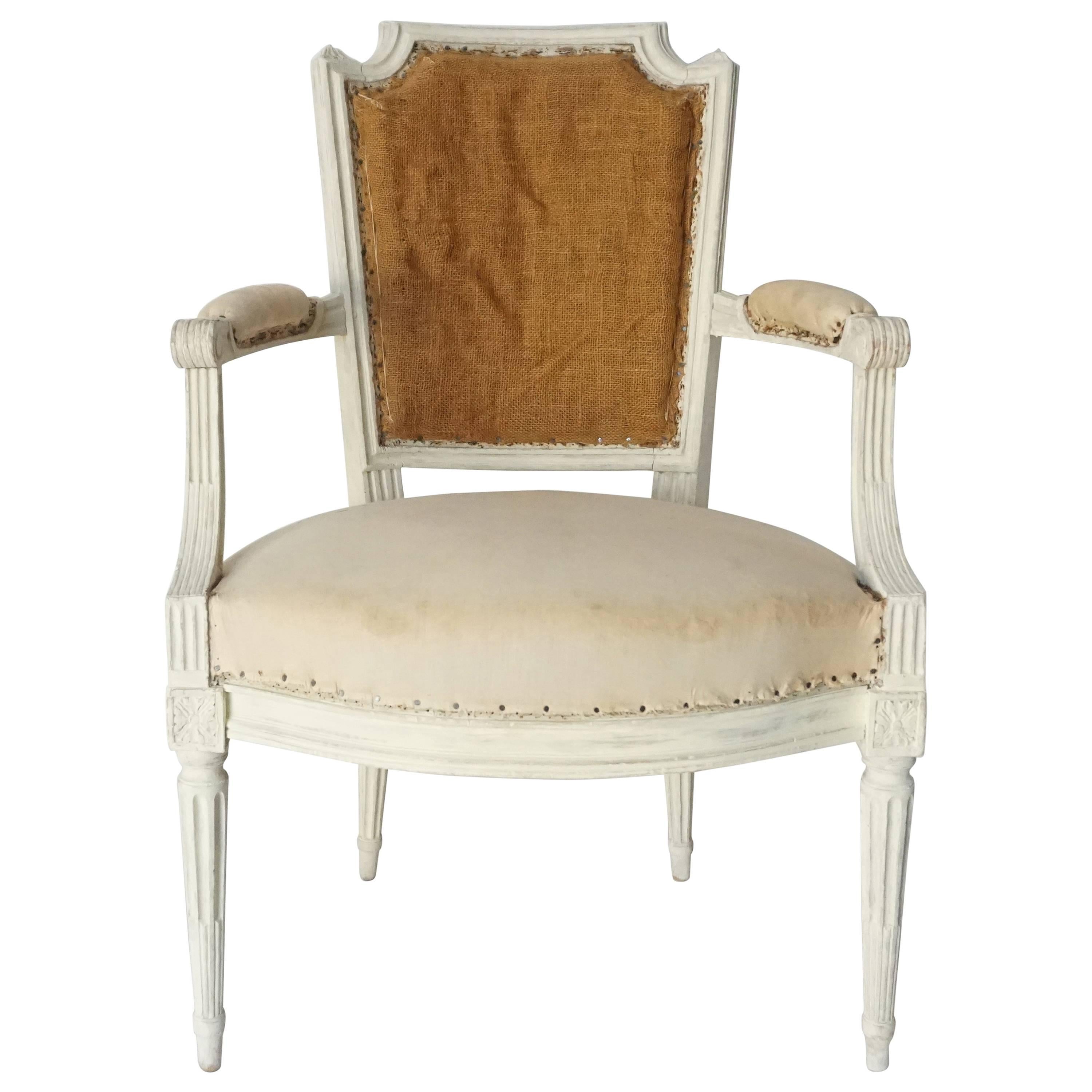 Louis XVI Fauteuil or Armchair in Original Paint, Stamped, France, circa 1780