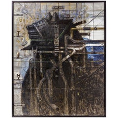 Pittura a olio su tela "Senza titolo" di Nick de Angelis, USA anni 2000
