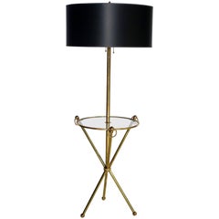 Brass Tripod Floor Lamp with Custom Shade