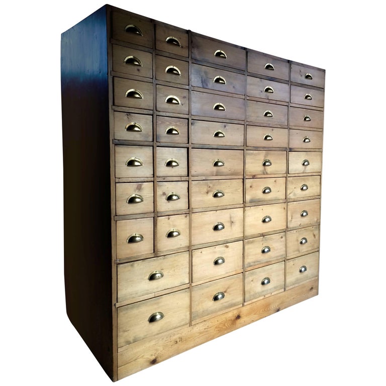 Large Pine Haberdashery Chest of Drawers Industrial Dresser at 1stDibs