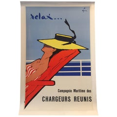 Original Vintage French Poster, Audrey Hepburn, Relax by Rene Gruau