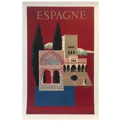 Original Vintage French Poster, Spain Travel, Espagne by Villemot