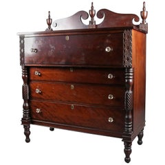 Antique Sheraton Carved Cherry Chest of Drawers, 19th Century