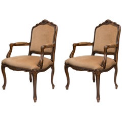 Pair of Italian Upholstered Fauteuil Chairs