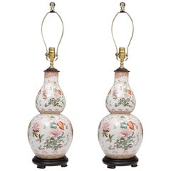 Gourd Shaped Table Lamp with Floral Design