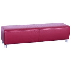 Koinor Volare Designer Leather Footstool Red Pouff Footrest