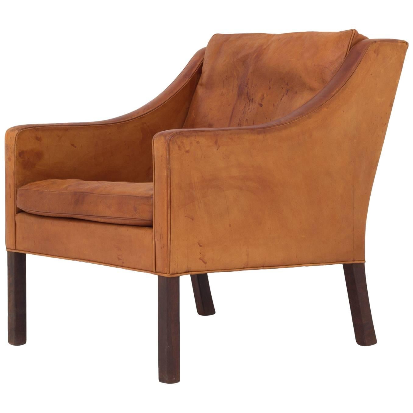 Easy Chair in Natural Leather, BM 2207, Børge Mogensen