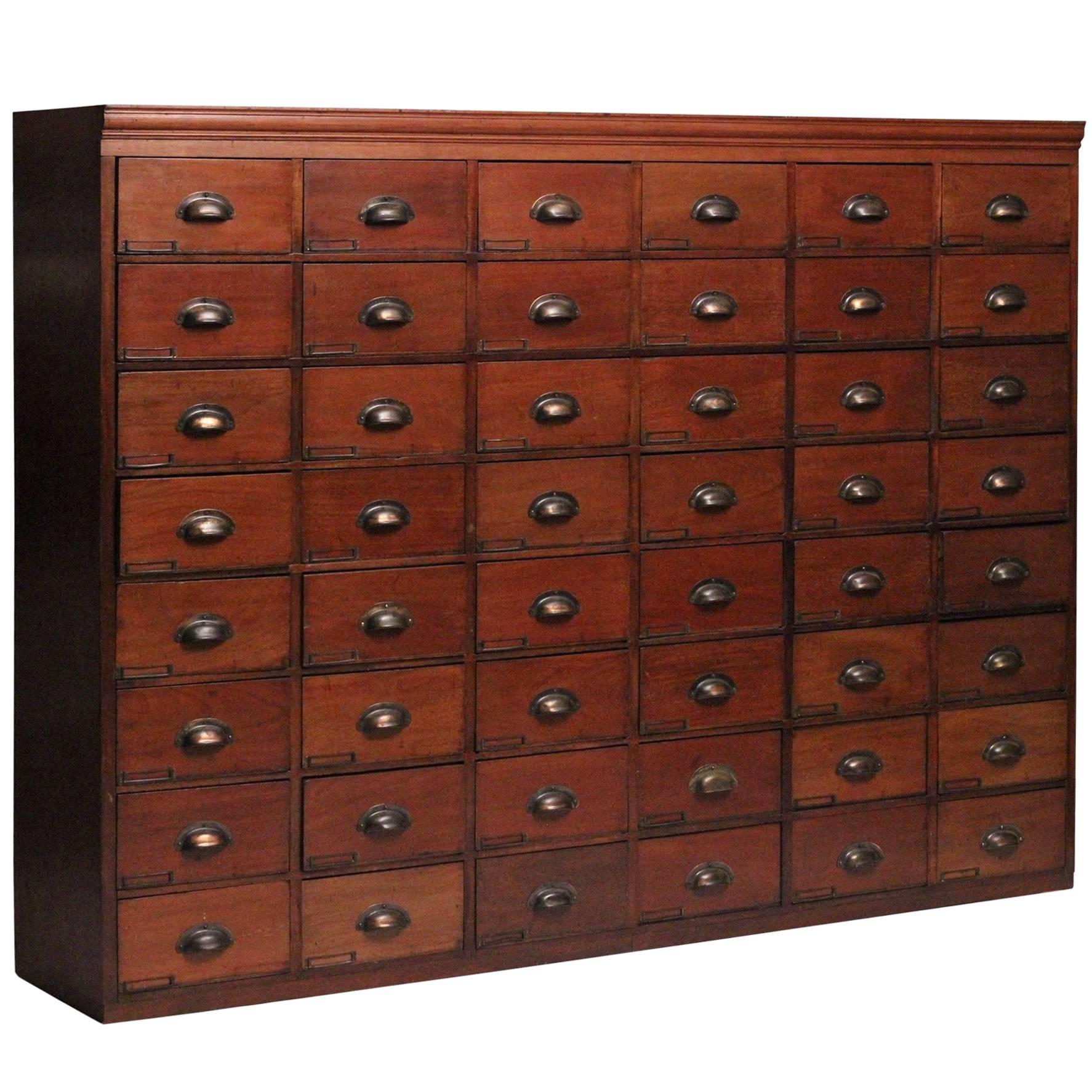 Victorian Apothecary with 48 Mahogany Faced Drawers at 1stDibs