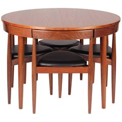 Scandinavian Modern Dining Table and Six Chairs Model Roundette by Frem Røjle 