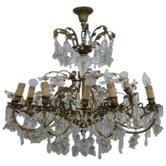 Vintage Bronze Chandelier and Crystals