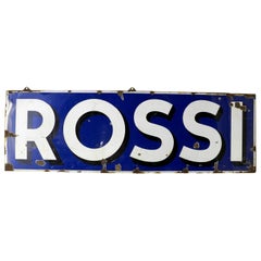 1930s Enamel Blue Rossi Sign from Martini & Rossi Brand Made in France