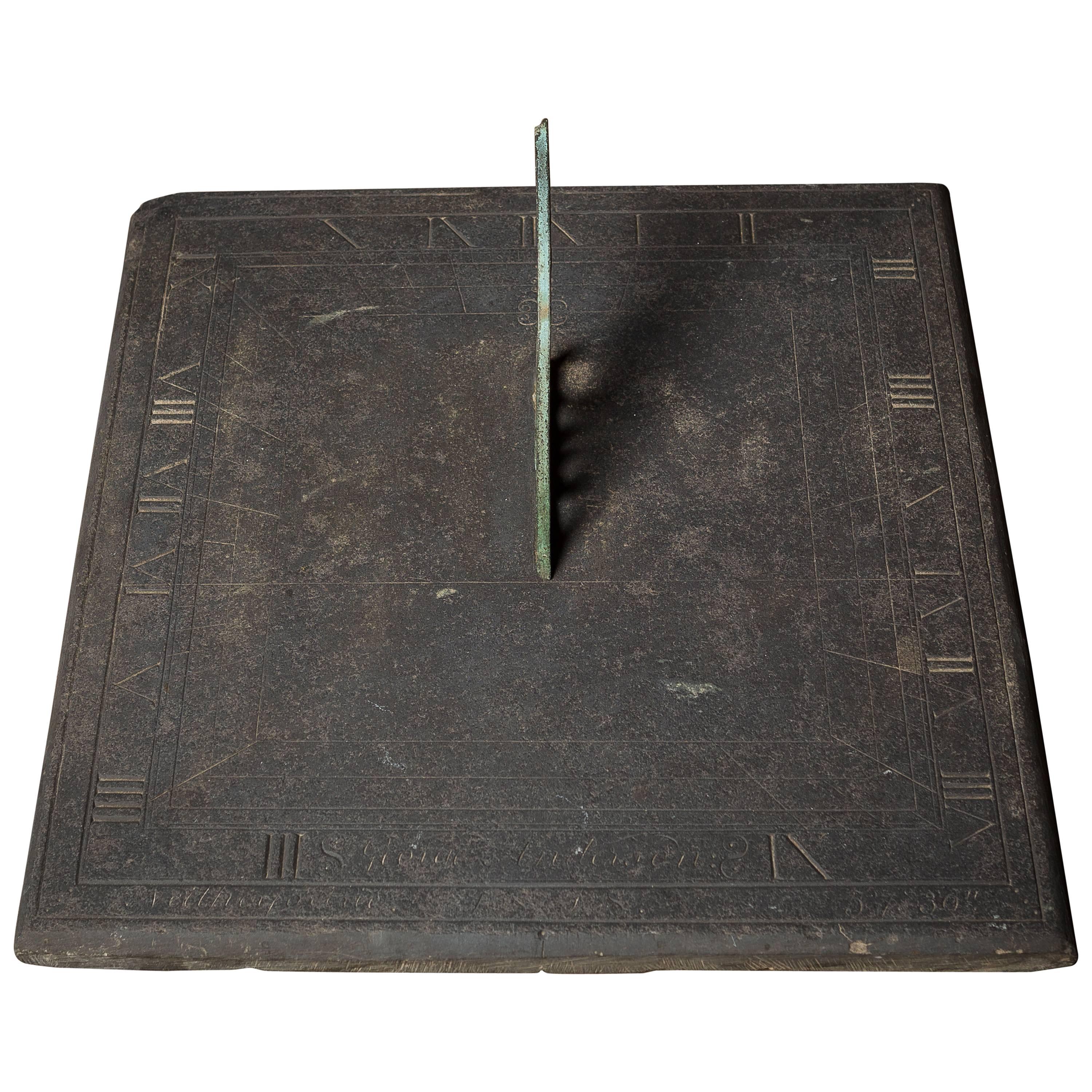 Georgian Slate and Bronze Sundial Inscribed ‘GEORGE ANDERSON’ Dated 1818 For Sale