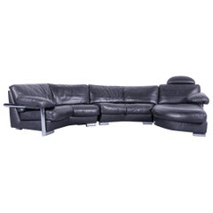 Artanova Medea Designer Schwarz Leder Ecke Sofa Rückenlehne Made in Switzerland