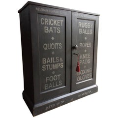 Hand-Painted Cupboard Cabinet Sports Locker Antique Victorian, 19th Century