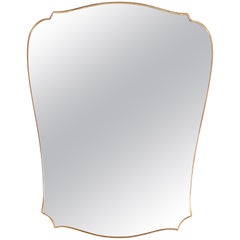 Gio Ponti Style Italian Brass Shield Mirror 1950’s
