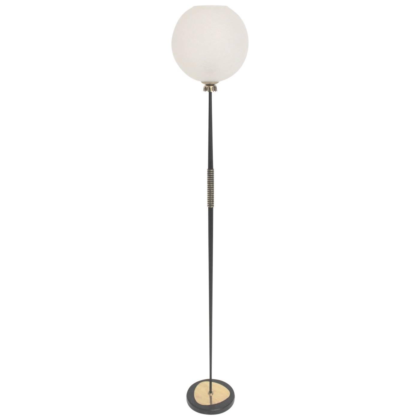 Mid Century Modern Black and Brass Floor Lamp Vienna, 1950s For Sale