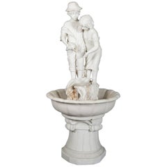 Figural French Garden Fountain with Seaside Courting Couple Sculpture