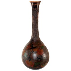 Used “Tree-Bark” Cloisonne Jiki-Shippo Cloisonne on Porcelain Bulbous Vase