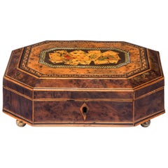 Antique Octagonal Box with Playing Cards