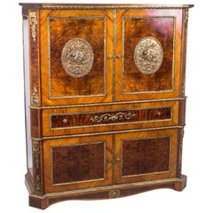 Superb Burr Walnut and Kingwood Cocktail Cabinet, Mid-20th Century