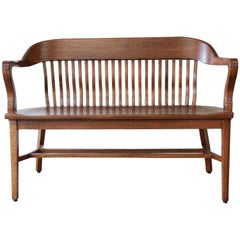 Vintage Oak Banker's Bench