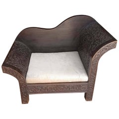 Low Moroccan Cedar Wooden Chair