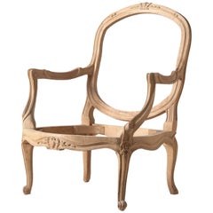 Louis XVI Style Open Armchair Hand-Carved from Italy