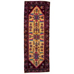 Tapis de couloir turc multicolore vintage