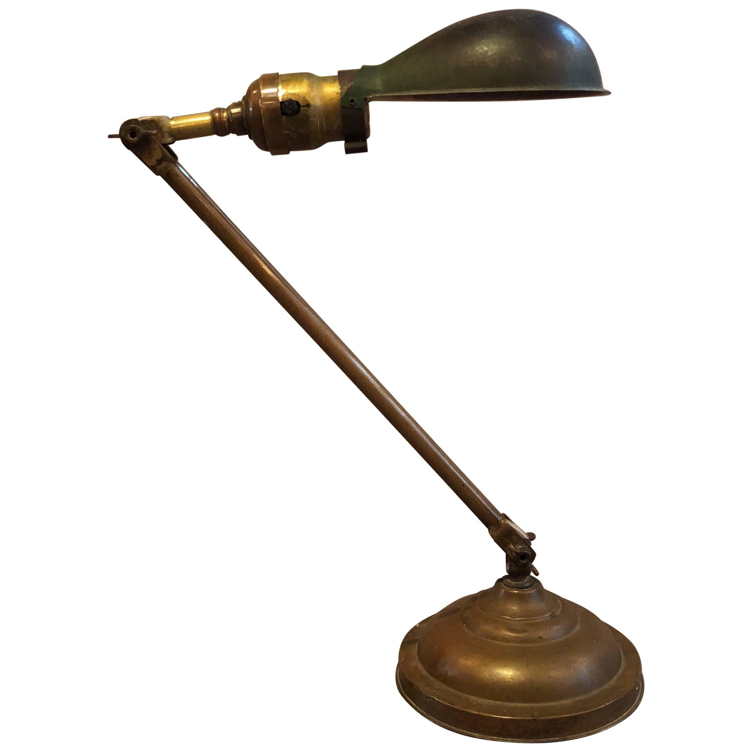 Industrial Articulating Brass Desk Lamp by Faries