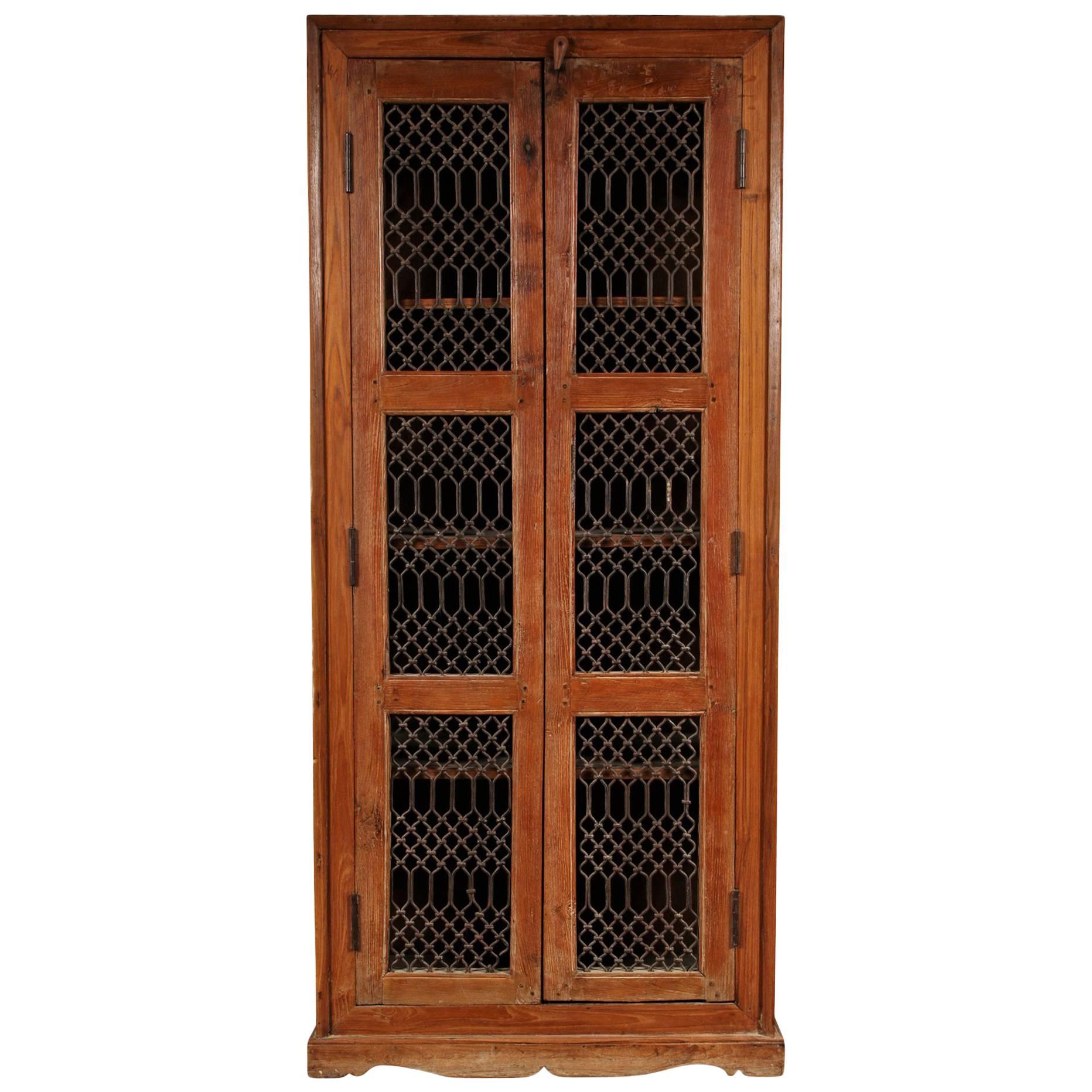 Tall Vintage Cabinet with Grille Doors