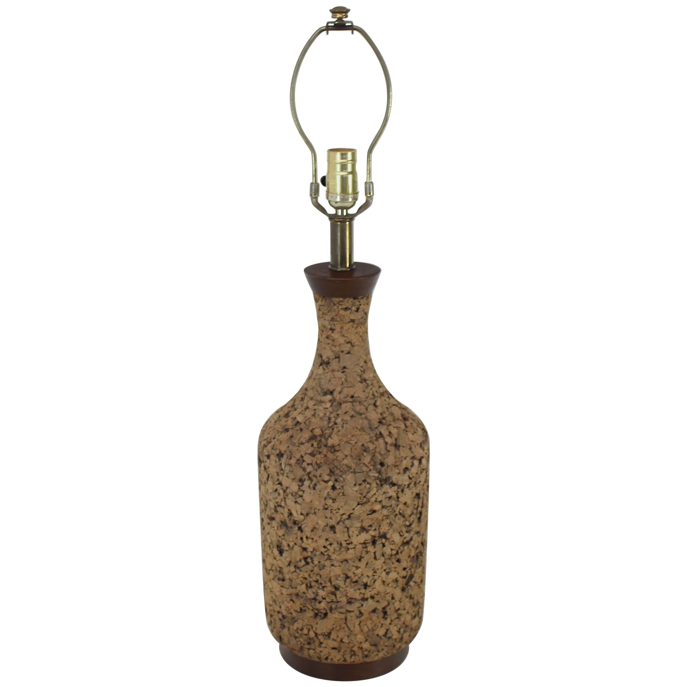 Large Jag or Bottle Shape Cork and Walnut Table Lamp