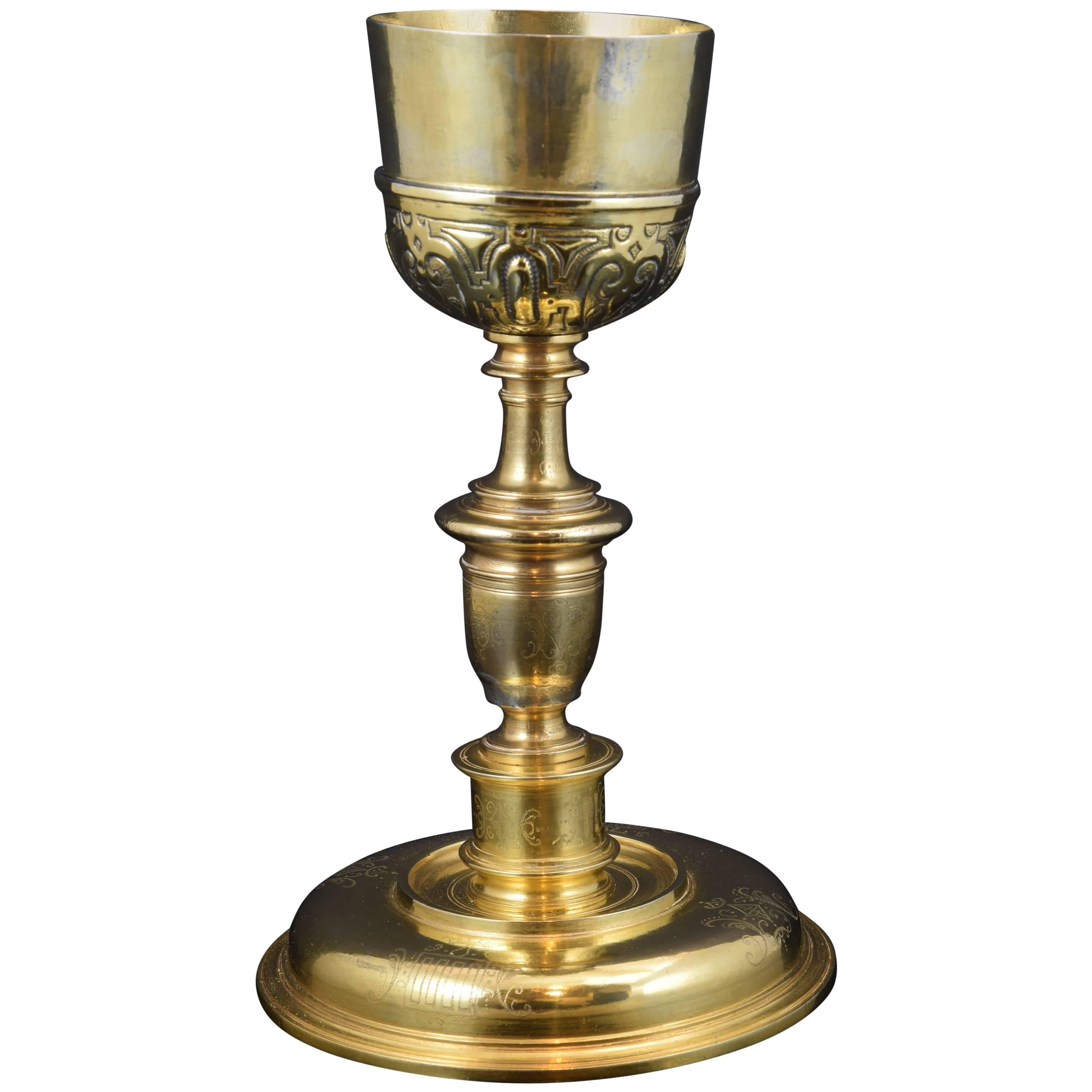 Chalice, Gilt Bronze and Gilt Silver with Restorations, Spain, 17th Century