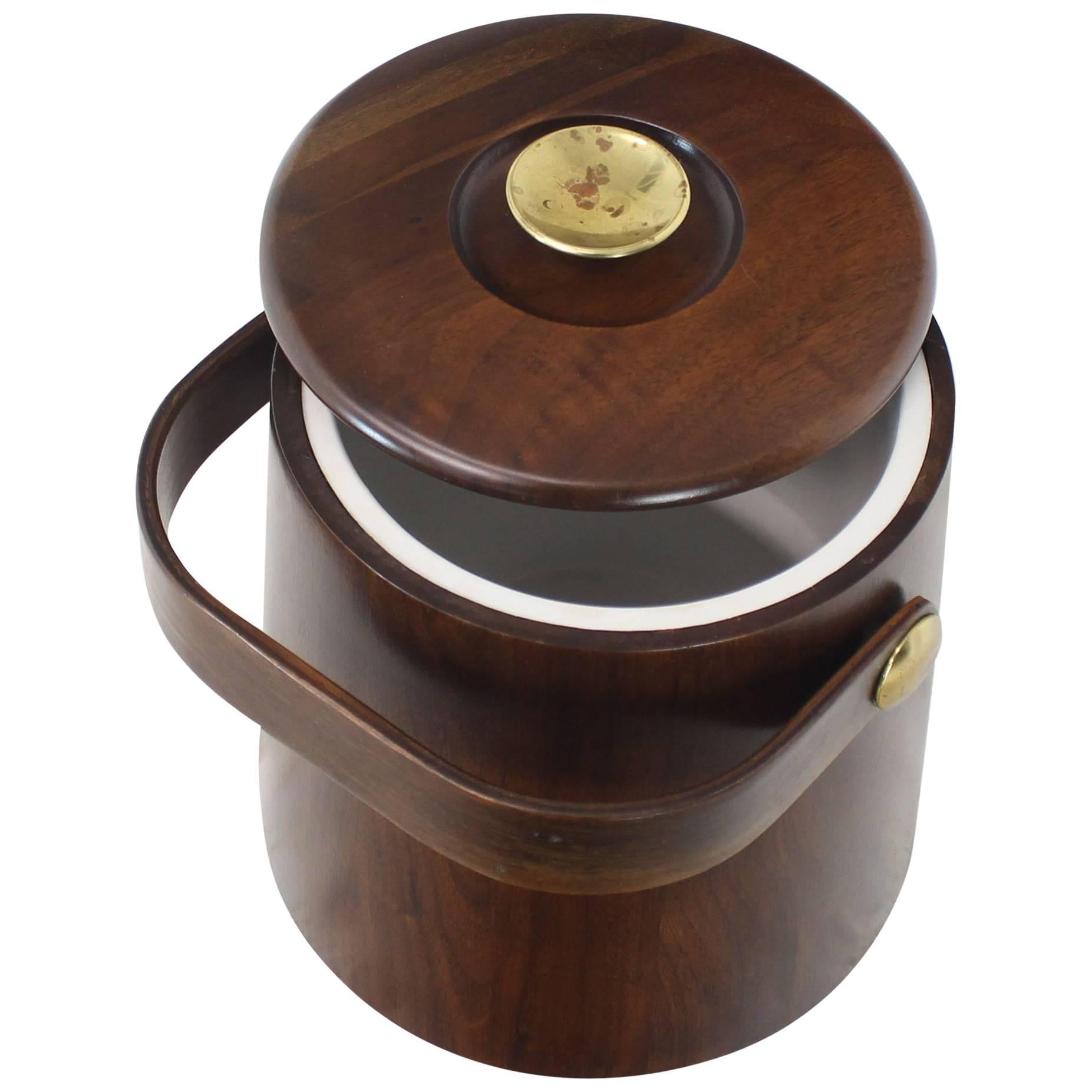 American Walnut Danish Modern Style Ice Bucket with Lid