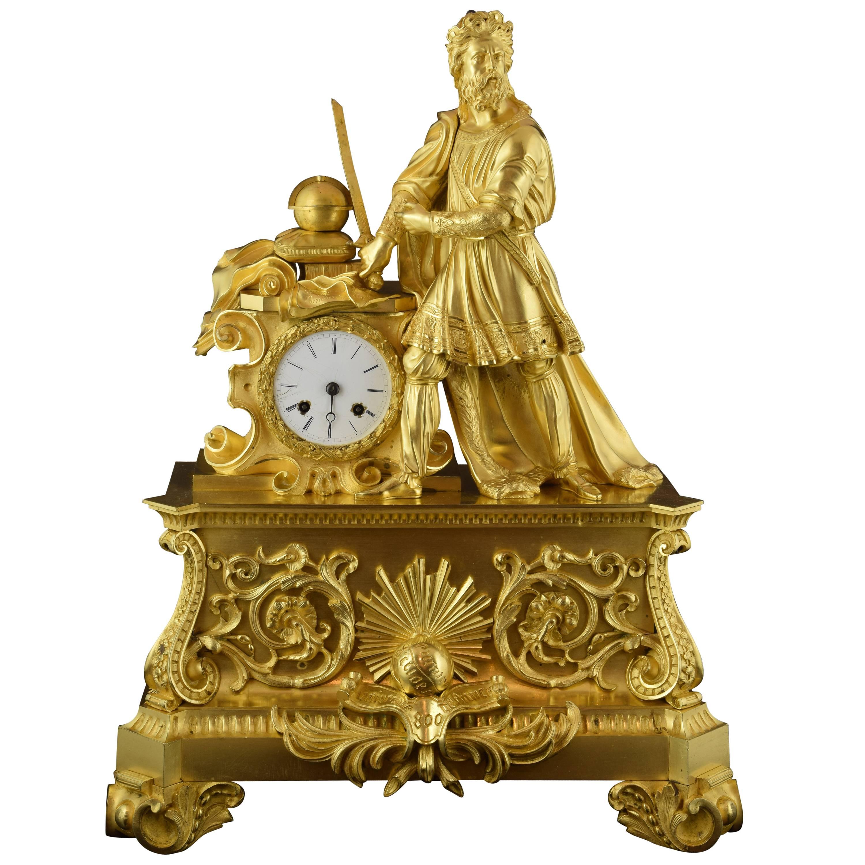 Horloge de table, bronze doré, XIXe siècle