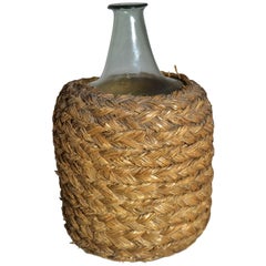 19th Century Mouth Blown Wine Bottle with Basket